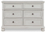Robbinsdale Antique White Dresser head-on view