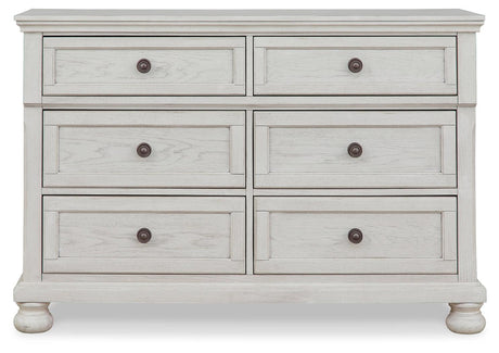 Robbinsdale Antique White Dresser head-on view