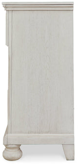 Side view of Robbinsdale Antique White Dresser
