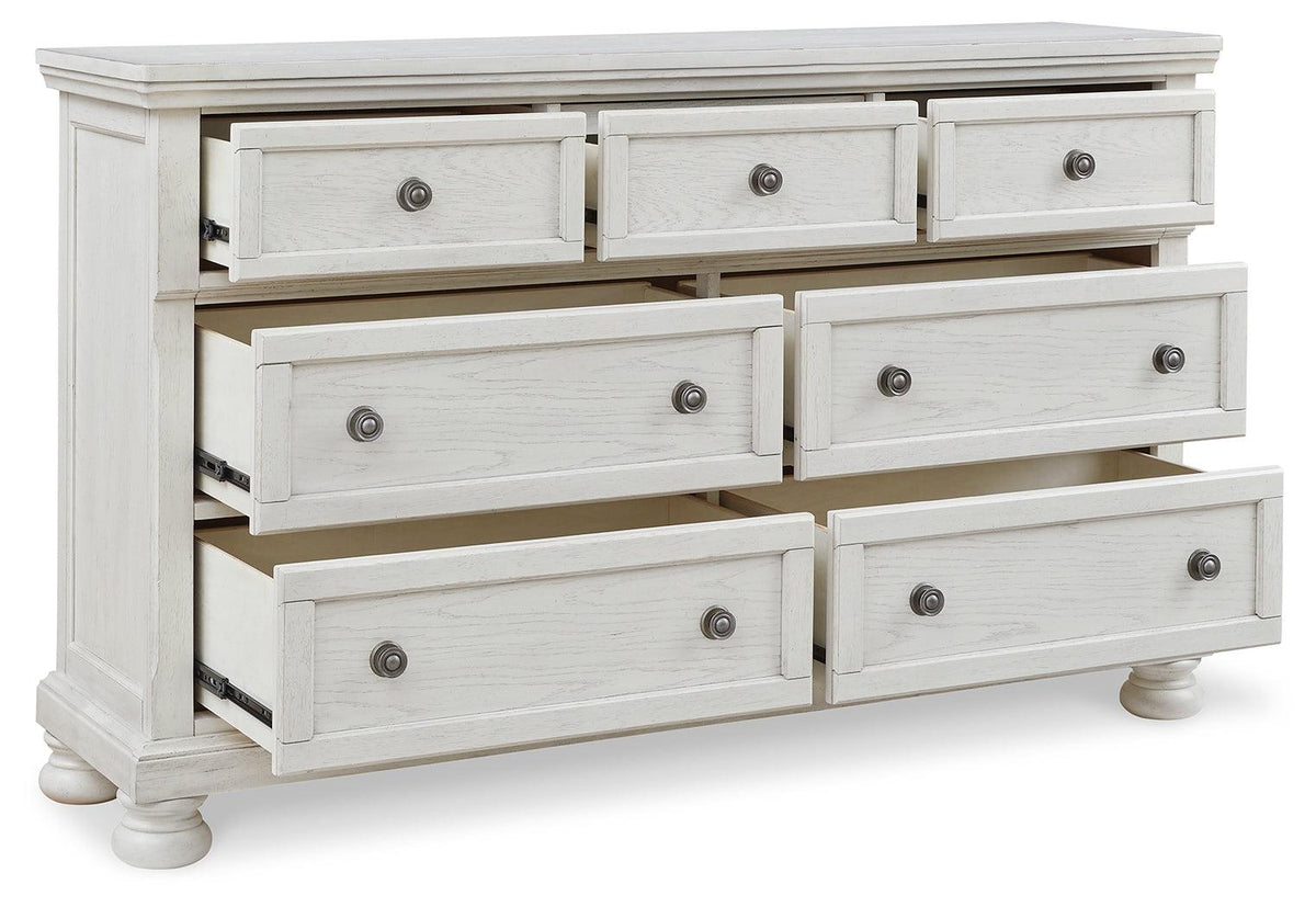 Robbinsdale Antique White Dresser top drawers open
