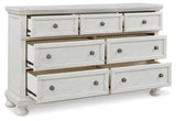 Robbinsdale Antique White Dresser top drawers open