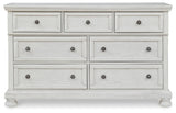 Robbinsdale Antique White Dresser front view with drawers open