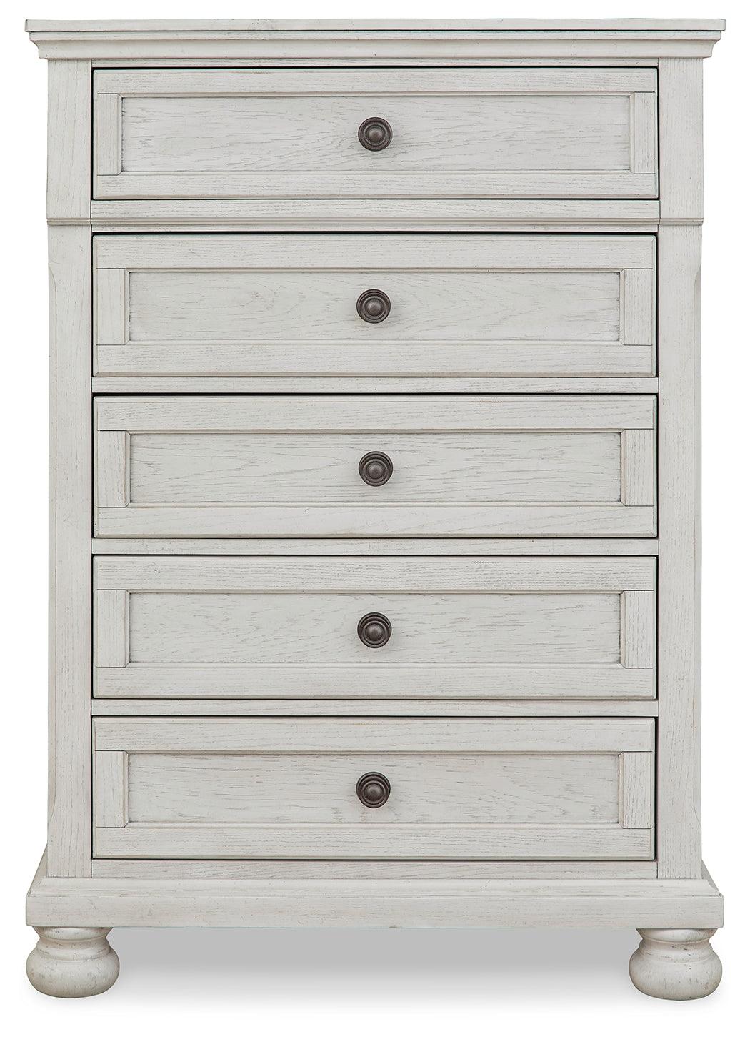 Robbinsdale Antique White Chest of Drawers side profile