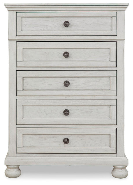 Robbinsdale Antique White Chest of Drawers side profile