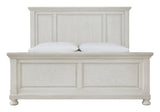 Robbinsdale Antique White Queen Panel Bed headboard close-up