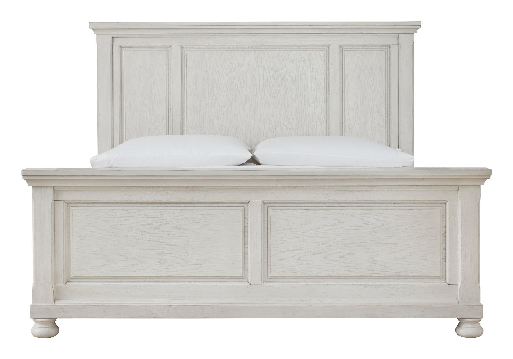 Robbinsdale Antique White Queen Panel Bed headboard close-up