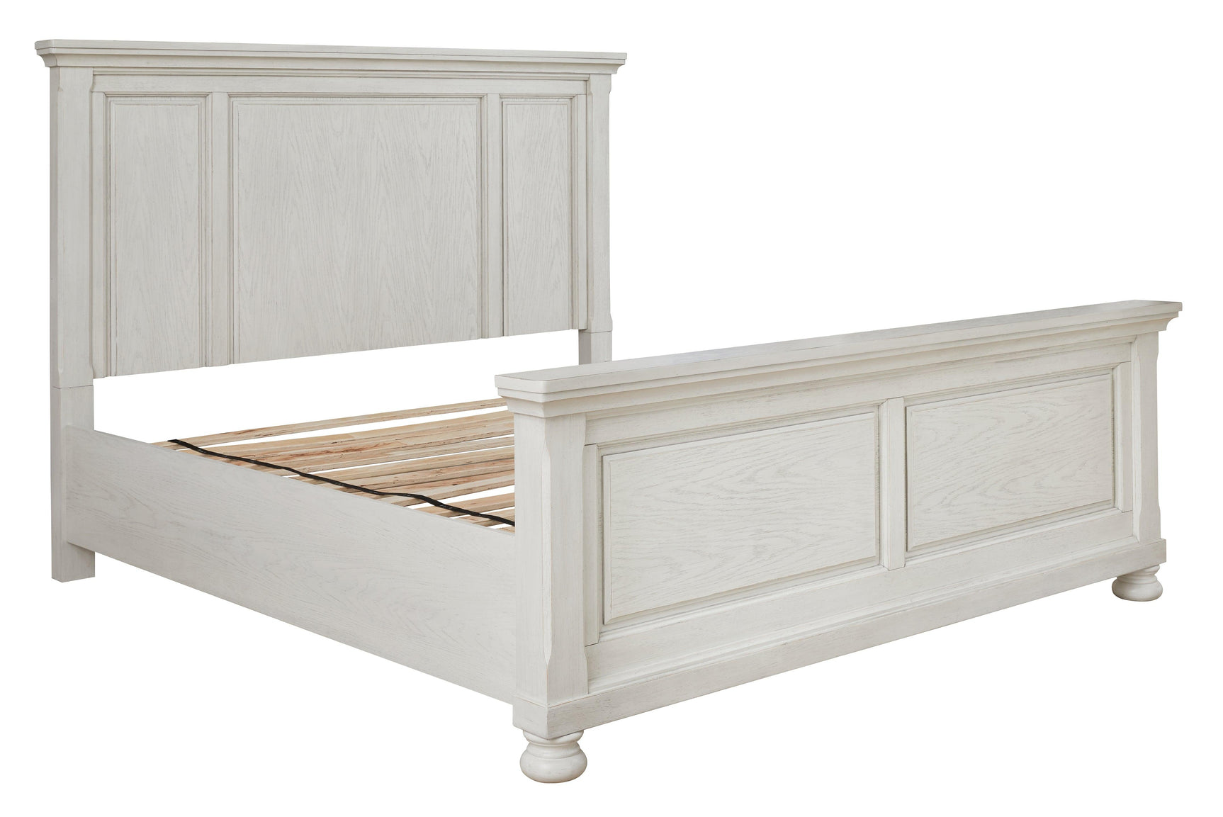 Robbinsdale Antique White Queen Panel Bed nightstand angle