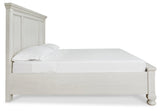 Robbinsdale Antique White Queen Panel Storage Bed detail of antique white finish