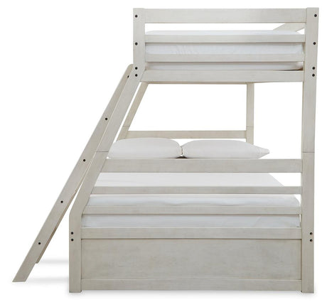 Robbinsdale Antique White Twin Over Full Bunk Bed alternative side angle