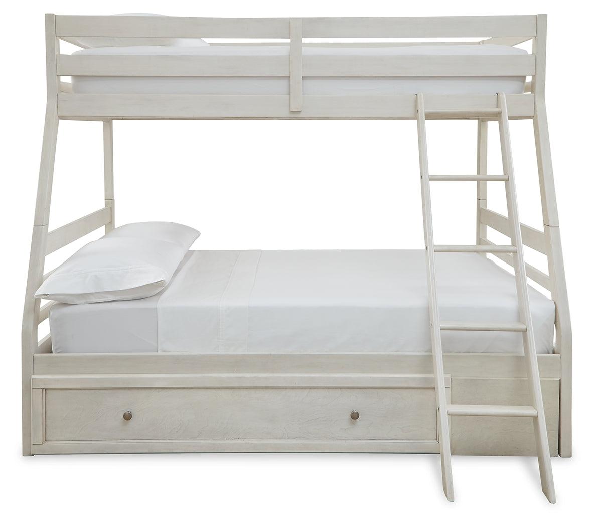 Robbinsdale Antique White Twin Over Full Bunk Bed head-on view