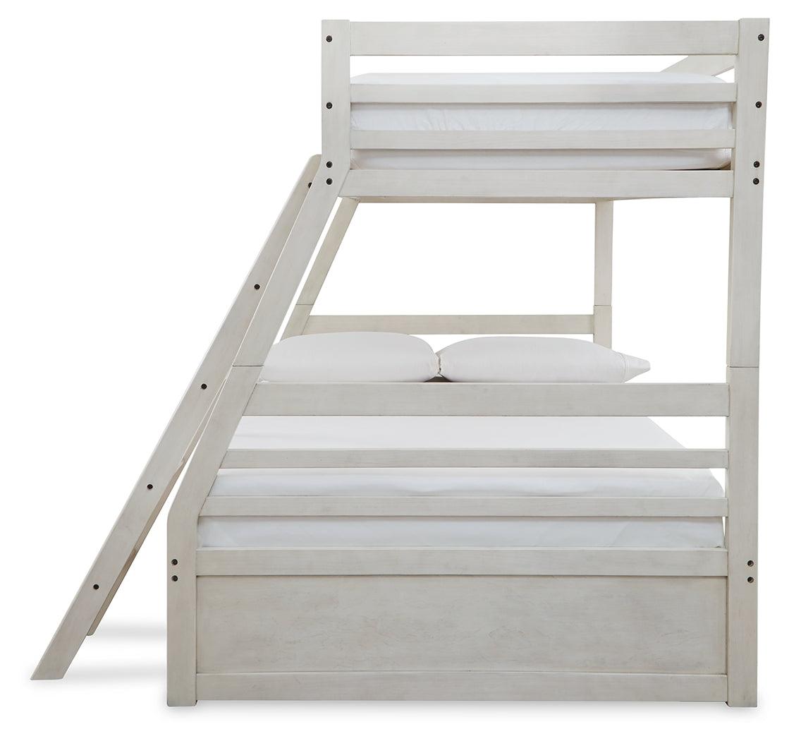 Robbinsdale Antique White Twin Over Full Bunk Bed - alternate side angle