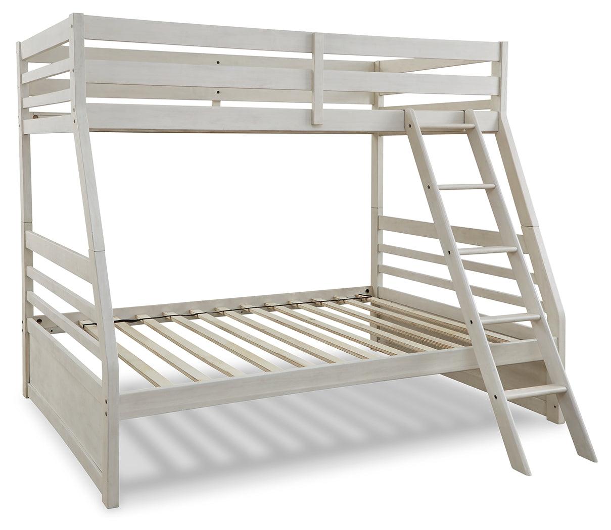 Robbinsdale Antique White Twin Over Full Bunk Bed - nightstand side view