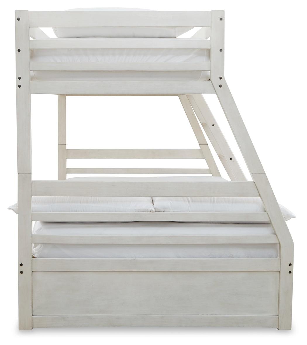 Robbinsdale Antique White Twin Over Full Bunk Bed - side profile