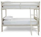 Ladder detail on Robbinsdale Antique White Twin-Over-Twin Bunk Bed