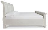 Robbinsdale Antique White Queen Sleigh Bed - Ella Furniture