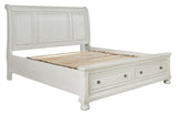 Robbinsdale Antique White Queen Sleigh Bed headboard detail