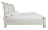 Robbinsdale Antique White Queen Sleigh Bed profile view