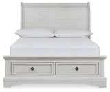 Robbinsdale Antique White Full Sleigh Storage Bed footboard and storage drawers