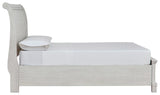 Robbinsdale Antique White Full Sleigh Storage Bed side profile