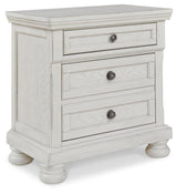 Robbinsdale Antique White Nightstand angled open drawers