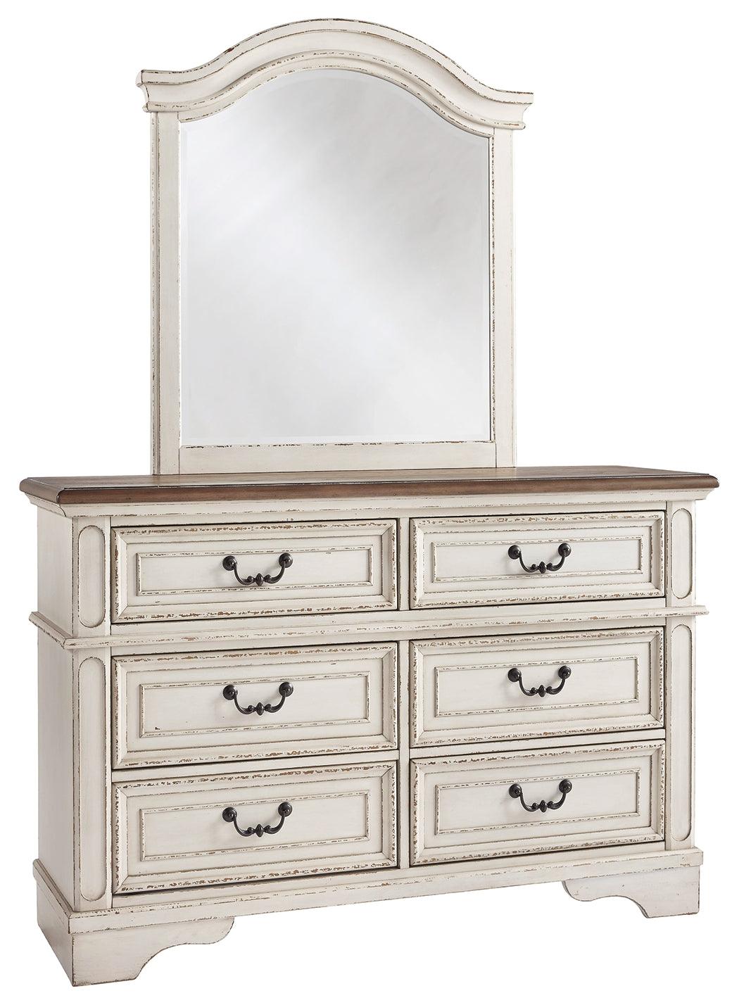Realyn Chipped White Dresser And Mirror - Ella Furniture