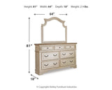 Diagram with Realyn dresser and mirror dimensions