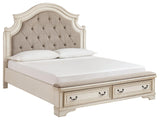 Realyn Two-Tone King Upholstered Bed angled side view