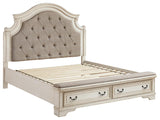 Realyn Two-Tone King Upholstered Bed close-up of headboard