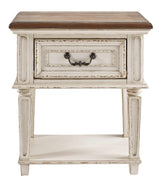 Realyn Two-Tone Nightstand with angled front view