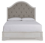 Side view of Blendon Rustic Brown Upholstered Panel Bed