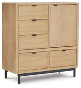 Freslowe Light Brown/black Door Chest - Ella Furniture