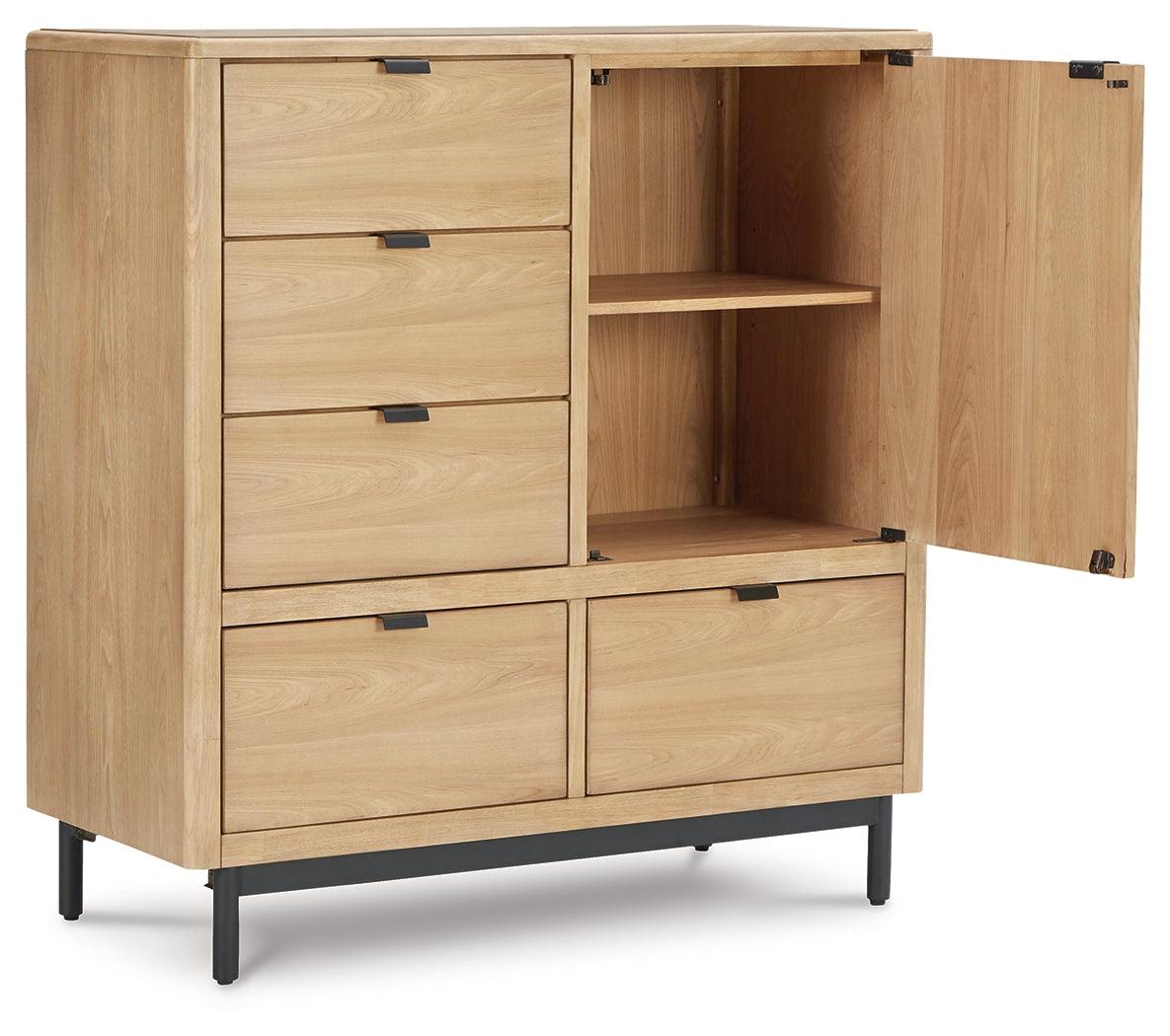 Freslowe Light Brown/black Door Chest - Ella Furniture