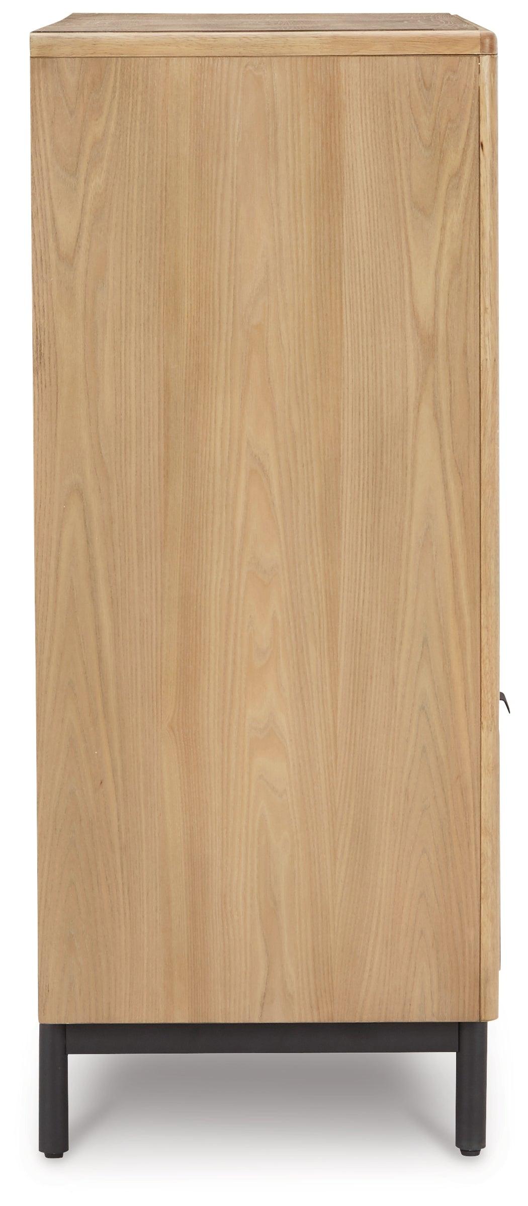 Freslowe Light Brown/black Door Chest - Ella Furniture