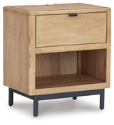 Freslowe Light Brown/black Nightstand - Ella Furniture