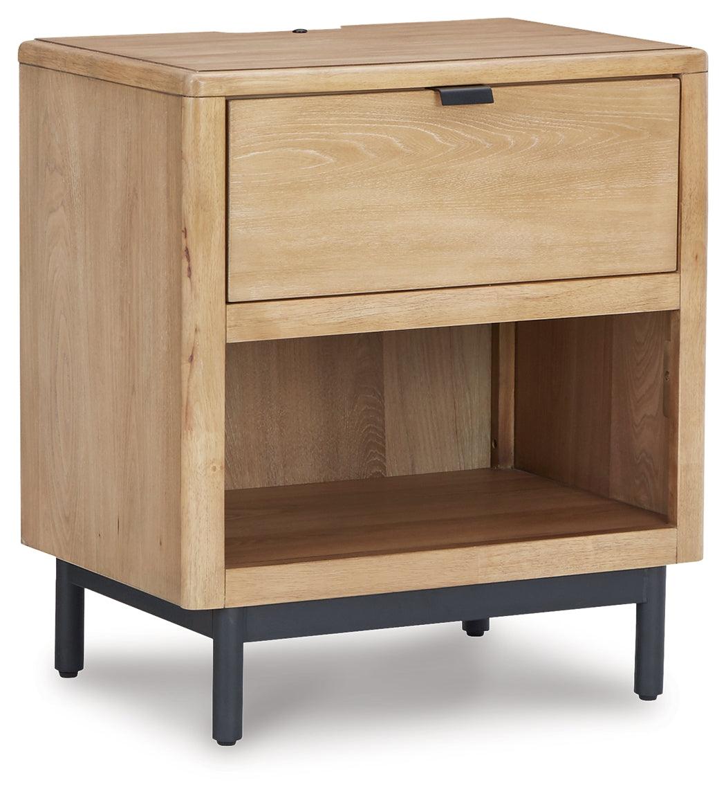 Freslowe Light Brown/black Nightstand - Ella Furniture