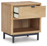 Freslowe Light Brown/black Nightstand - Ella Furniture