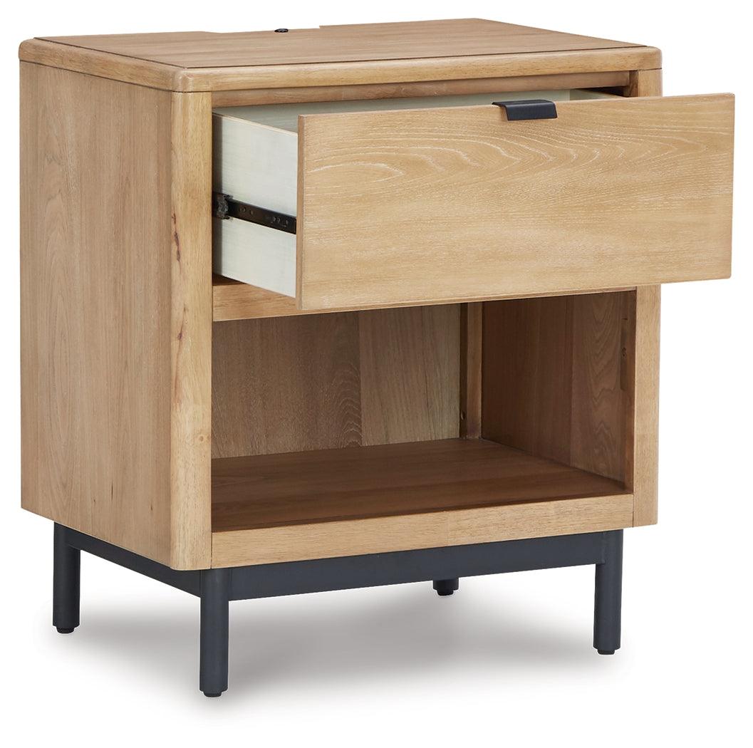 Freslowe Light Brown/black Nightstand - Ella Furniture