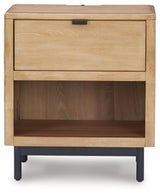 Freslowe Light Brown/black Nightstand - Ella Furniture