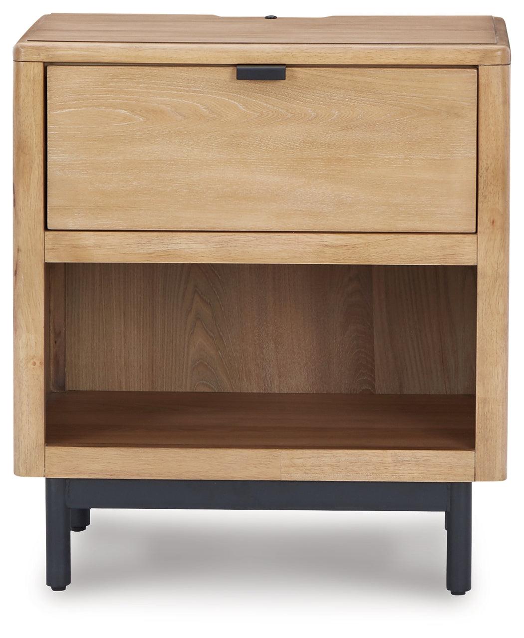 Freslowe Light Brown/black Nightstand - Ella Furniture