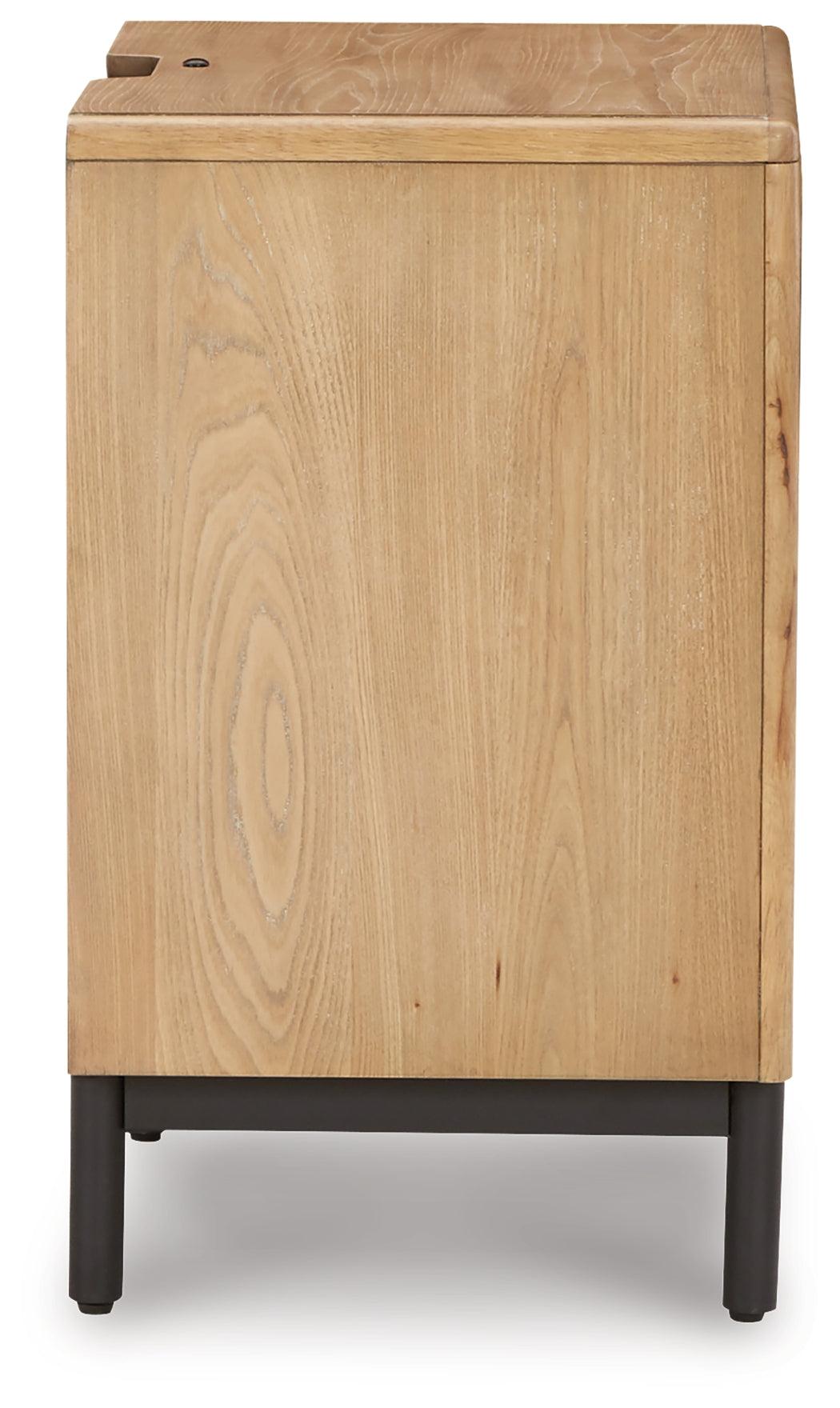 Freslowe Light Brown/black Nightstand - Ella Furniture