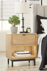 Freslowe Light Brown/black Nightstand - Ella Furniture