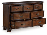 Lavinton dresser front view showing all drawers