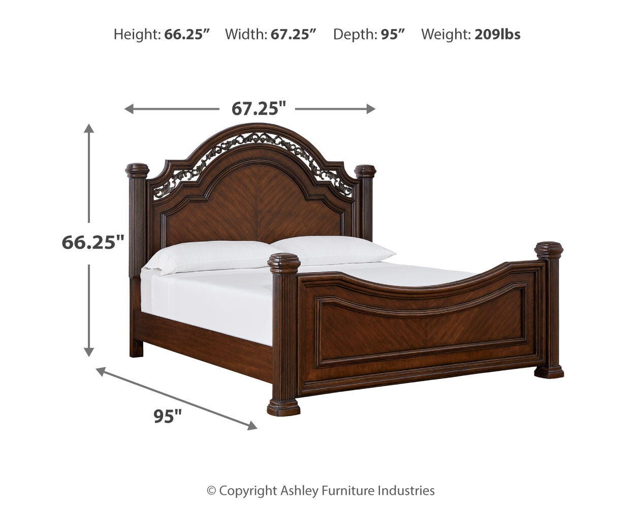Lavinton Brown Poster Bedroom Set dimension view