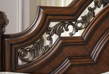 Detail of cherry brown finish and craftsmanship on Lavinton poster bed