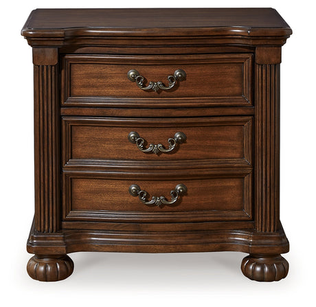 Lavinton Nightstand front view showing bun feet