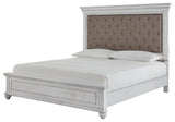 Kanwyn Whitewash King Upholstered Panel Bed Side Angle