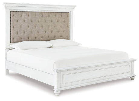 Kanwyn Upholstered Panel Bed headboard close-up