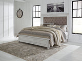Kanwyn Whitewash King Upholstered Panel Bed Full View