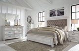 Kanwyn Whitewash King Upholstered Panel Bed Mood Setting B