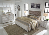 Kanwyn Whitewash King Upholstered Panel Bed Mood Setting C